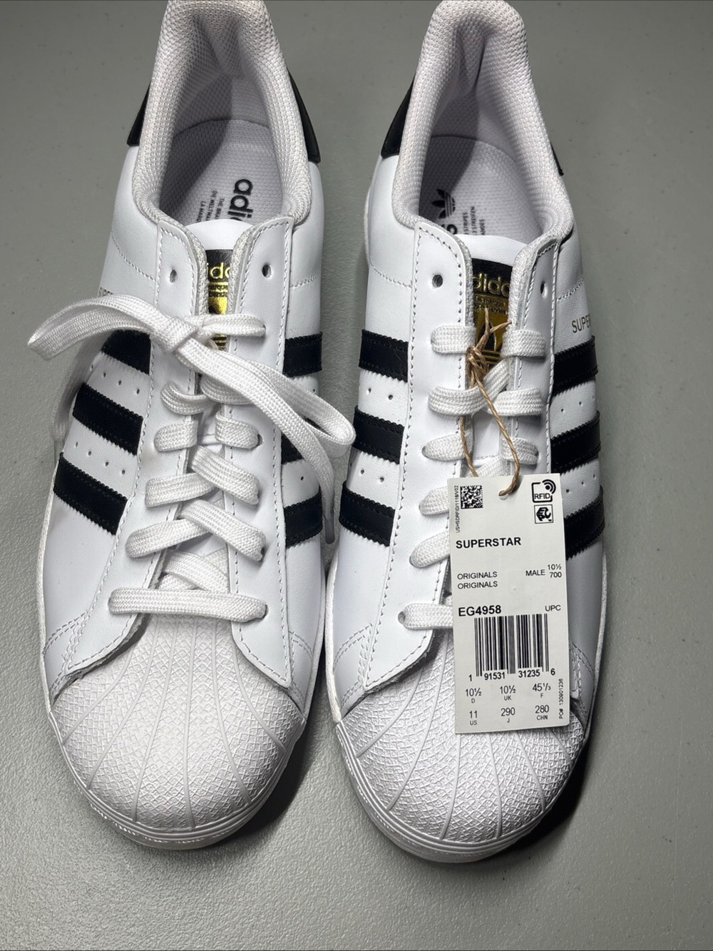 Adidas Superstar White Black Gold Sneakers Retro OG EG4958 Mens Size 11US